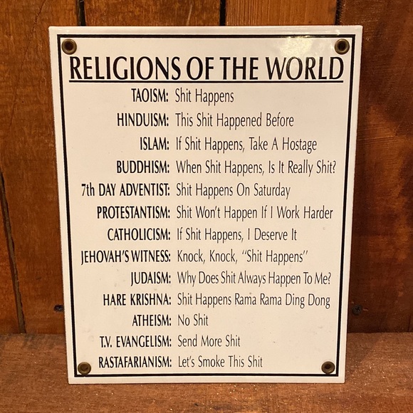 Humorous Religions of the World sign. Steel. 8 x 10 - Picture 3 of 8